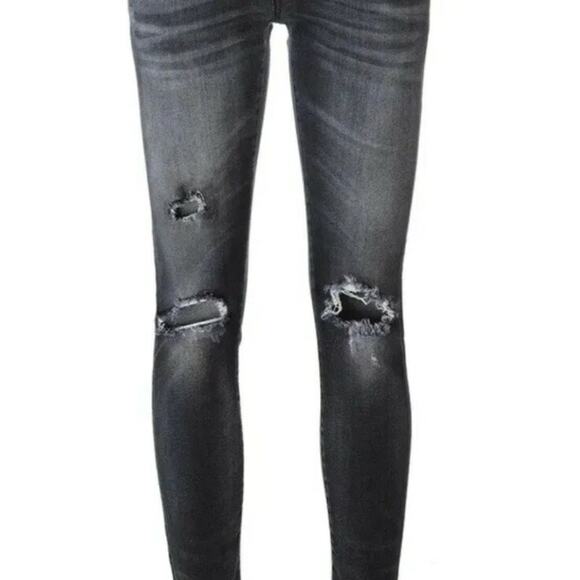 R13 Biker Boy Albany with rips Jeans Sz 27 R13W0087-297 Whiskered Raw Hem (G - Picture 3 of 15